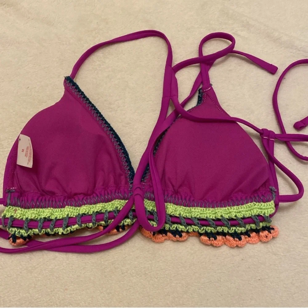 Xhilaration Fuchsia Crochet Trim Bikini Top